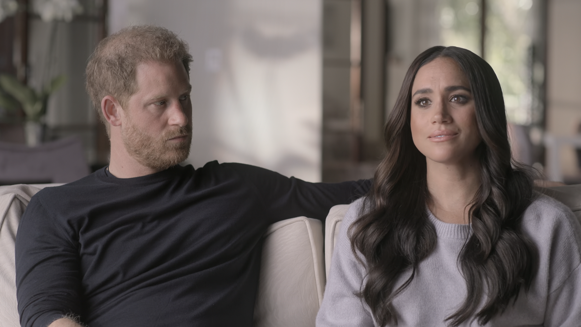 Prince Harry and Meghan Markle being interviewed in Harry &amp; Meghan