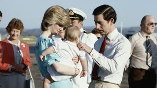 Princess Diana and Princes charles with baby prince william whilst in australia for their royal tour