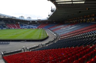 The stands will be empty at Hampden Park on Friday night