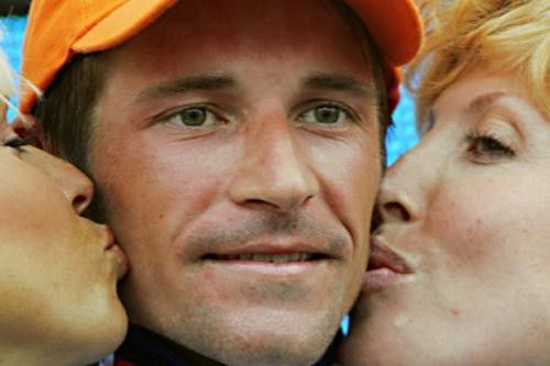 Denis Menchov (Rabobank) is congratulated on staying in the leader jersey