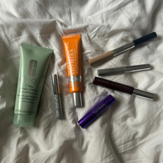 a flatlay of the Best Clinique Products chosen by Rebecca Fearn