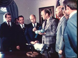 President Gerald Ford was in office for less than 2 1/2 years, so he didn't have much time to shape American space policy. He did, however, continue to support development of the space shuttle program, despite calls in some quarters to shelve it during th