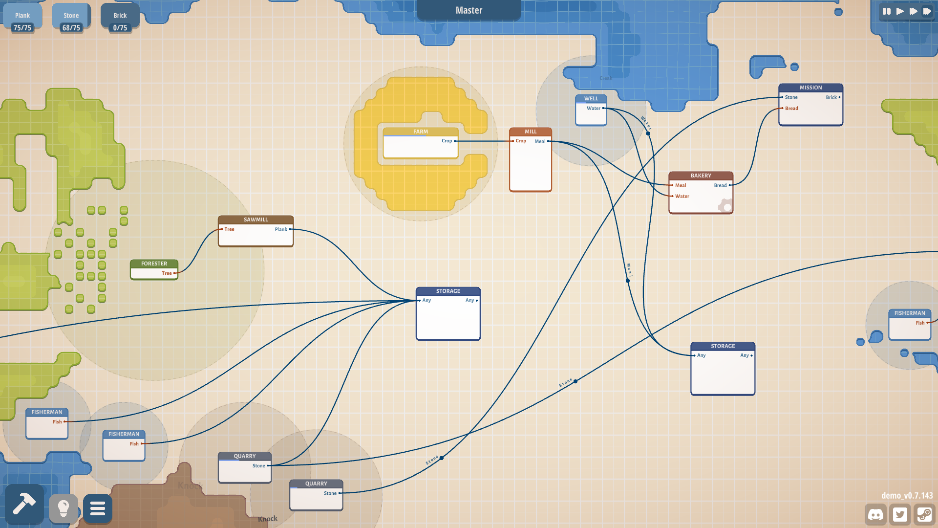 An image of Masterplan Tycoon's supply chains.