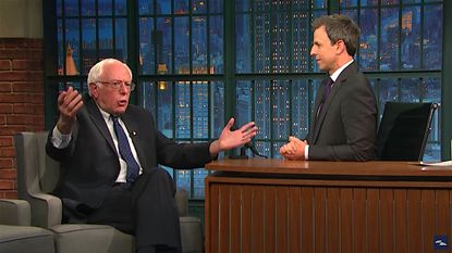 Seth Meyers and Bernie Sanders talk winning over voters for Clinton