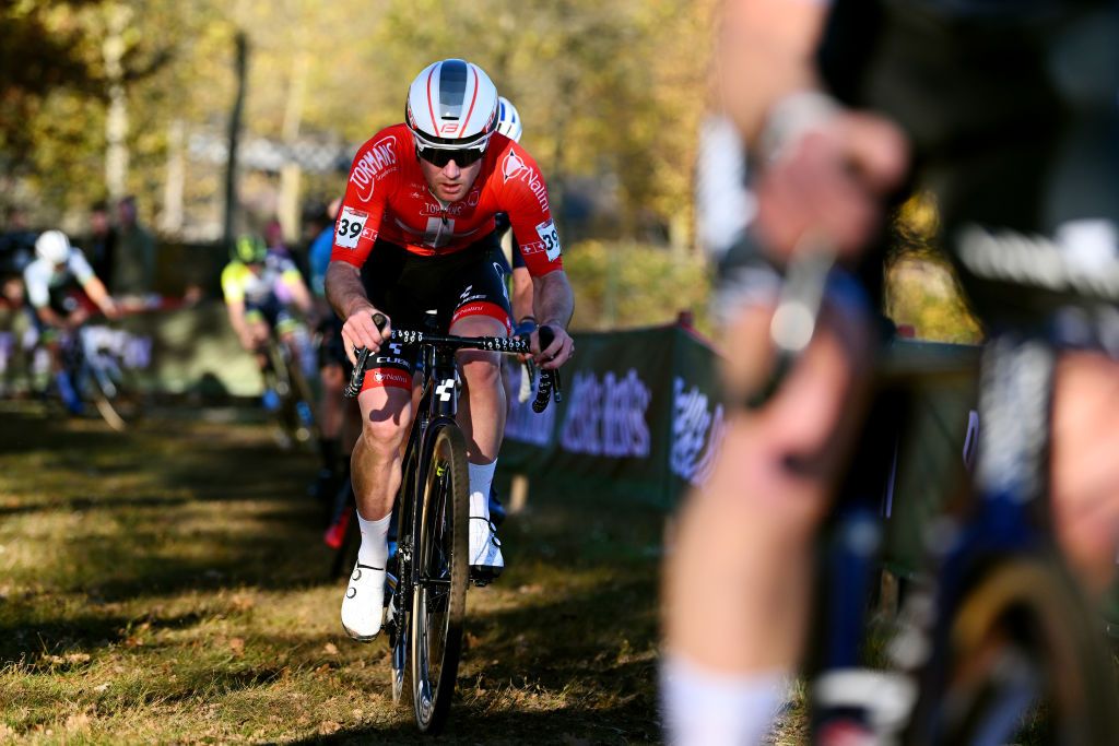 BERGEN NETHERLANDS NOVEMBER 13 Kevin Kuhn of Switzerland and TormansCircus Cyclo Cross Team competes during the 1st UCI Cyclocross World Cup Beekse Bergen 2022 Mens Elite CXWorldCup BeekseBergen Cyclocross on November 13 2022 in Bergen Netherlands Photo by Luc ClaessenGetty Images