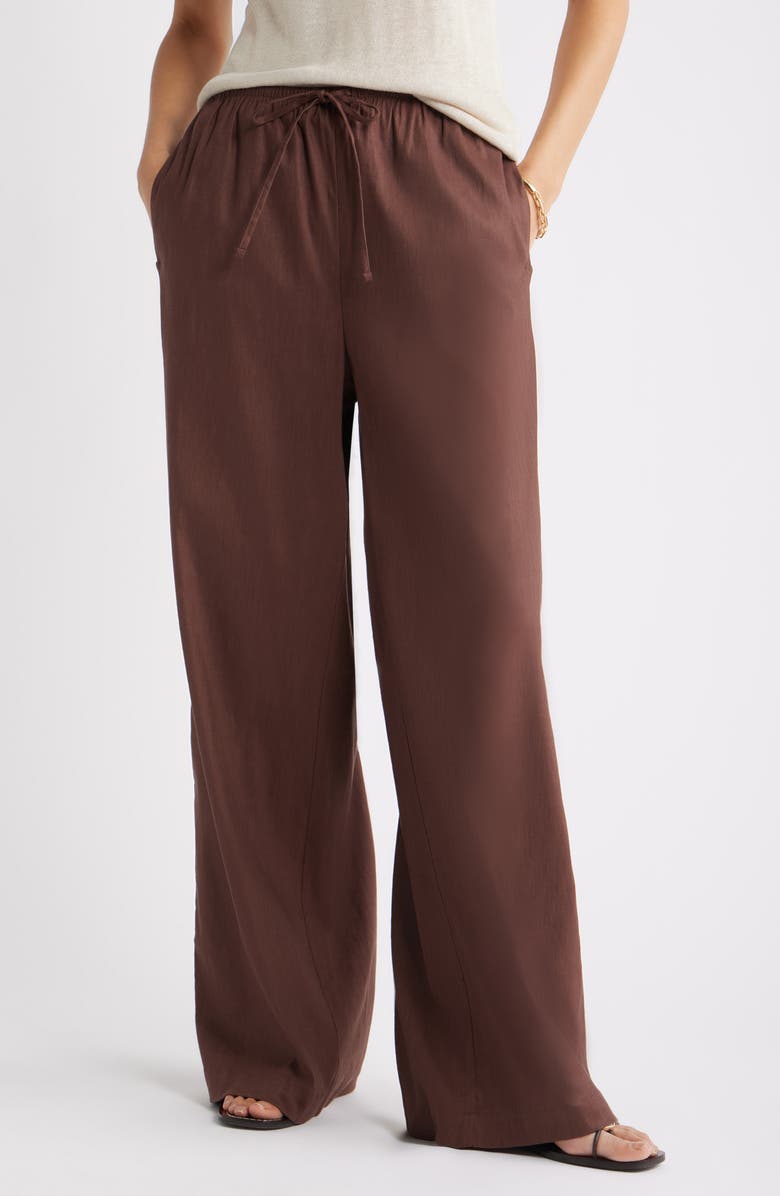 Linen Blend Drawstring Pants