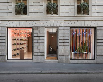 Neon lights at Jonathan Anderson’s JW Anderson Milan store