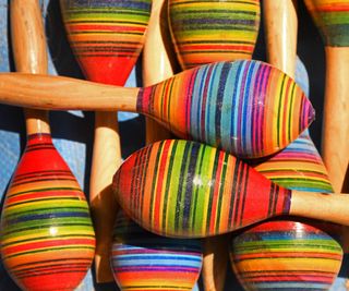 colorful maracas crafted from gourds