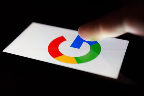 The Google logo on a smartphone display 