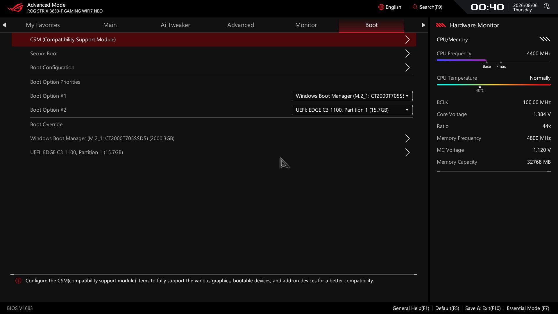Asus ROG Strix B850-F Gaming Wifi Neo - BIOS