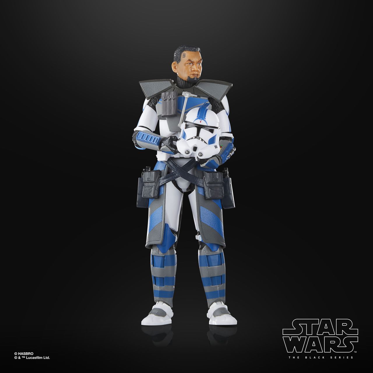 Star Wars The Black Series Arc Trooper Fives posed against a dark background