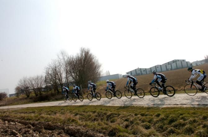 A Vacansoleil-DCM rider gets on the end of the Blanco train