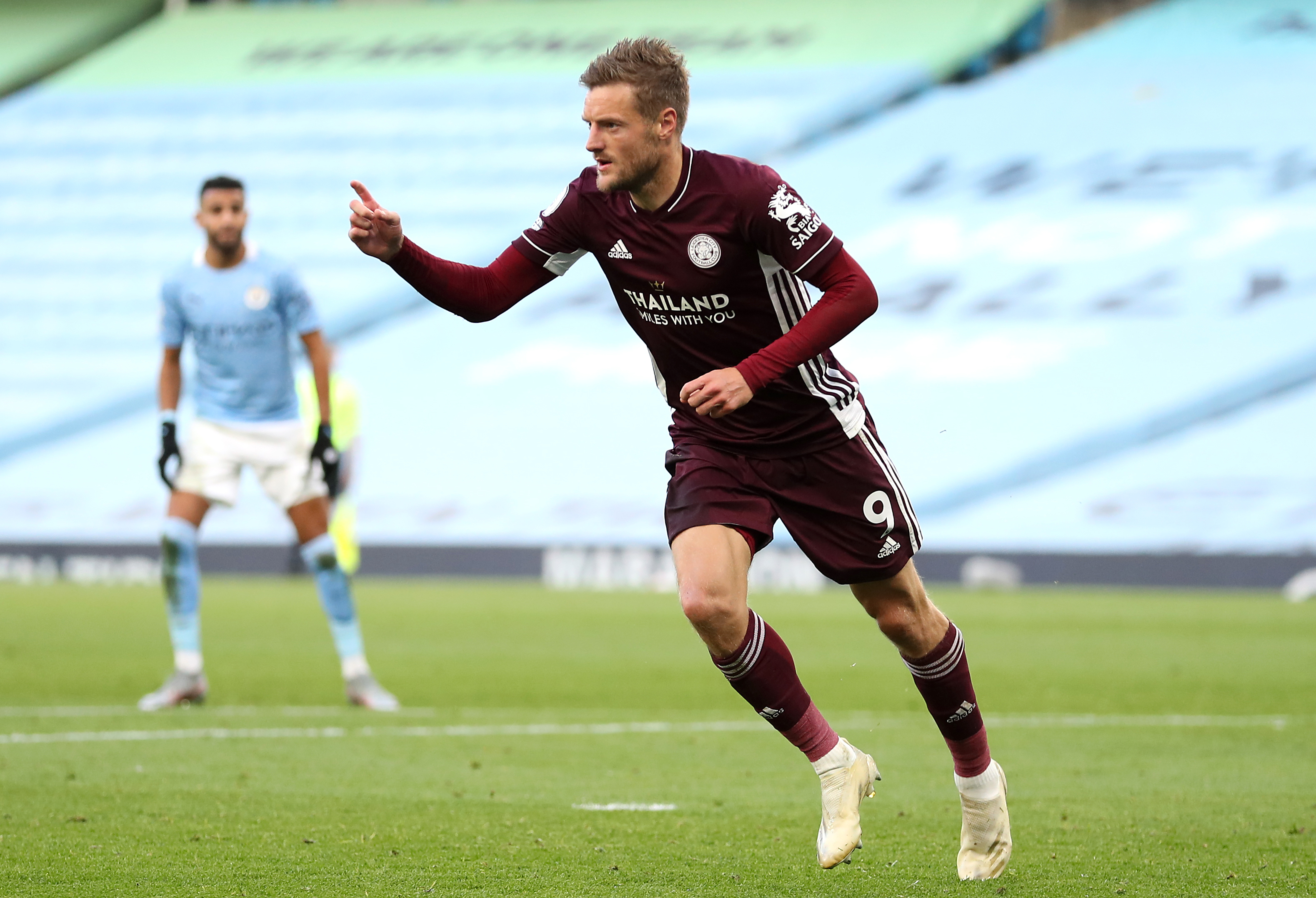 Jamie Vardy scored a hat-trick for Leicester against Manchester City