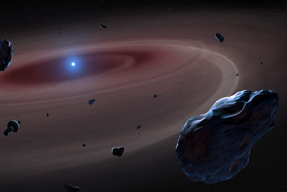 Artist&#039;s depiction of dying white-dwarf star destroying its planetary system