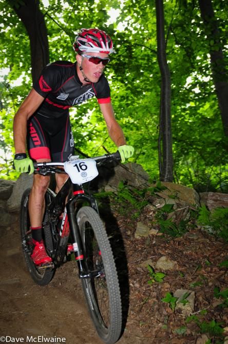 Russell Finsterwald (SRAM Factory) riding in second positon on lap two
