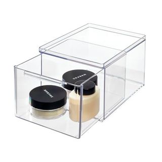 Clear Deep Organiser Bin With Pull Out Drawer