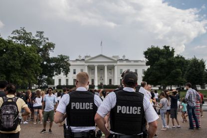 Police patrol outside the White House on August 11, 2018 in Washington, DC. 