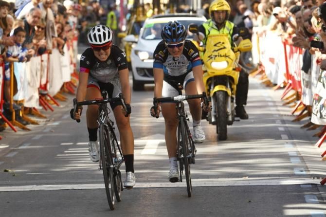 Evelyn Stevens (Specialized - lululemon) took third, ahead of Elisa Longo Borghini (Hitec Products)