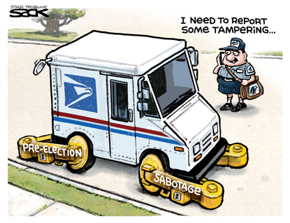 Political Cartoon U.S. Trump USPS mail in voting