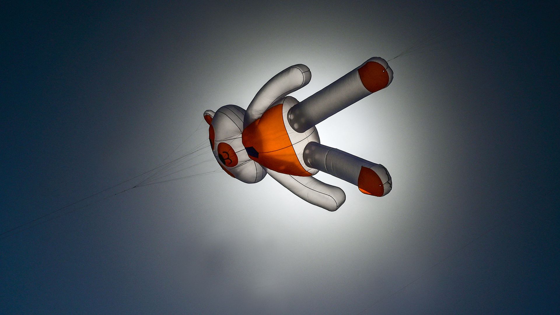 
                                A teddy bear-shaped kite flies overhead during the Festival du Vent in Portiragnes, France
                            