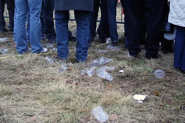 Empty plastic beer cups