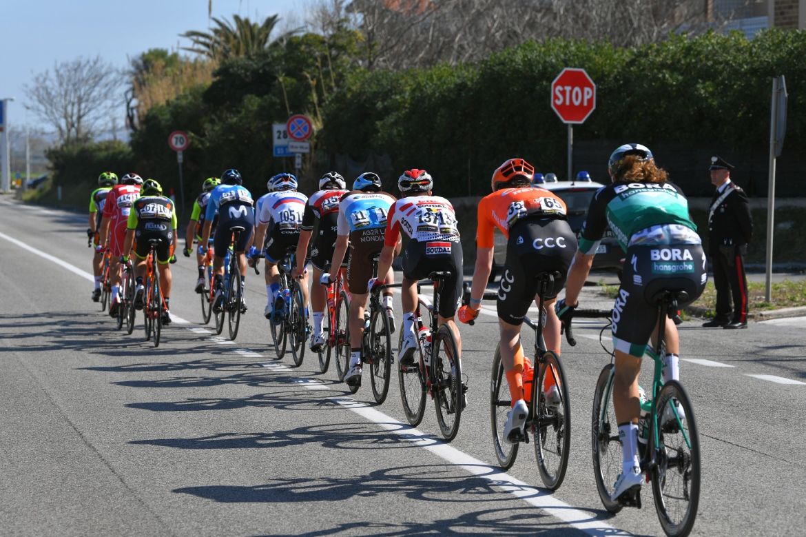 Daniel Oss at the back of the breakaway group