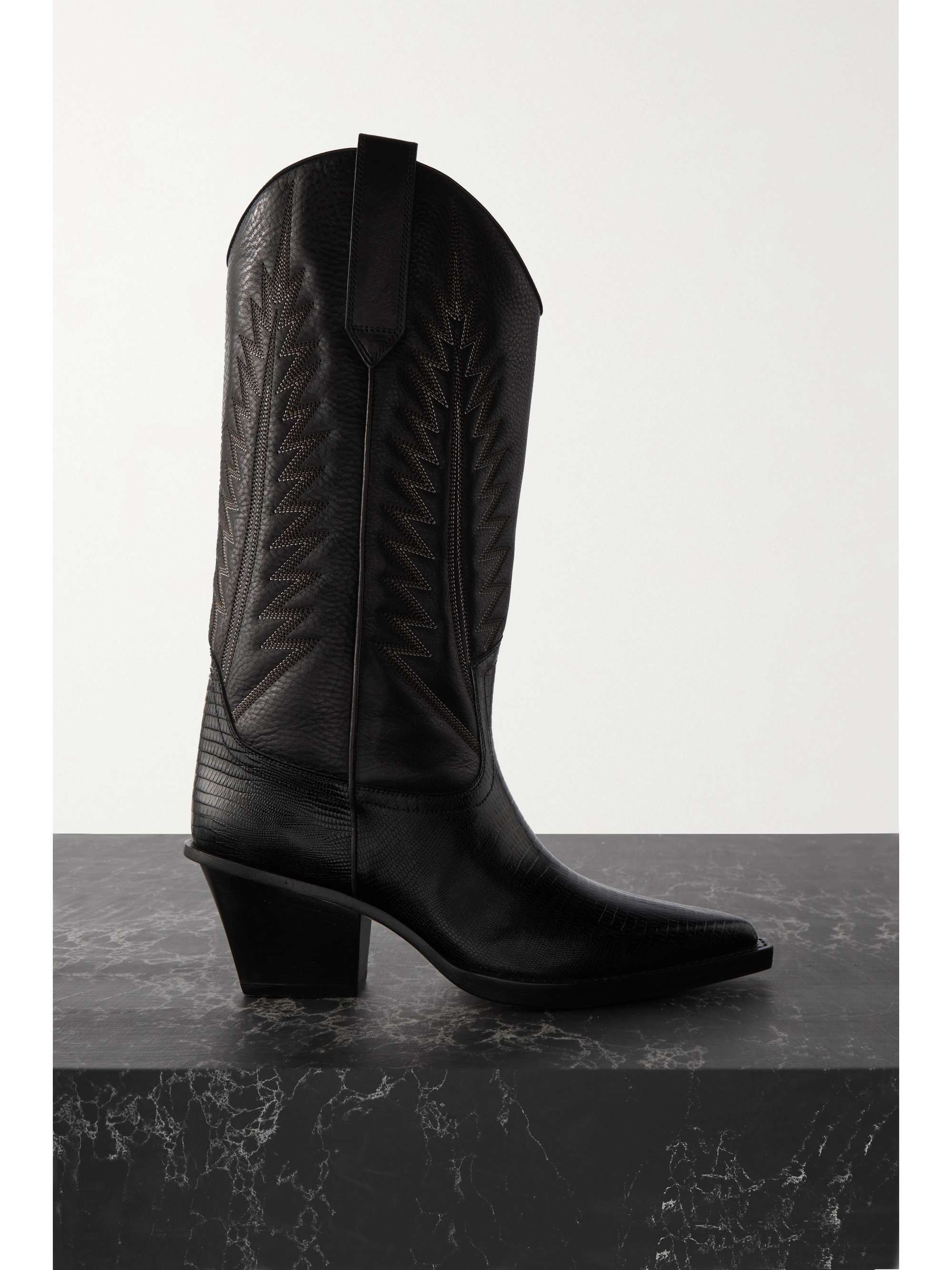 Textured leather cowboy boots with embroidered crocodile effect Rosario