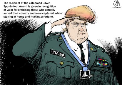 Political cartoon U.S. Trump Military