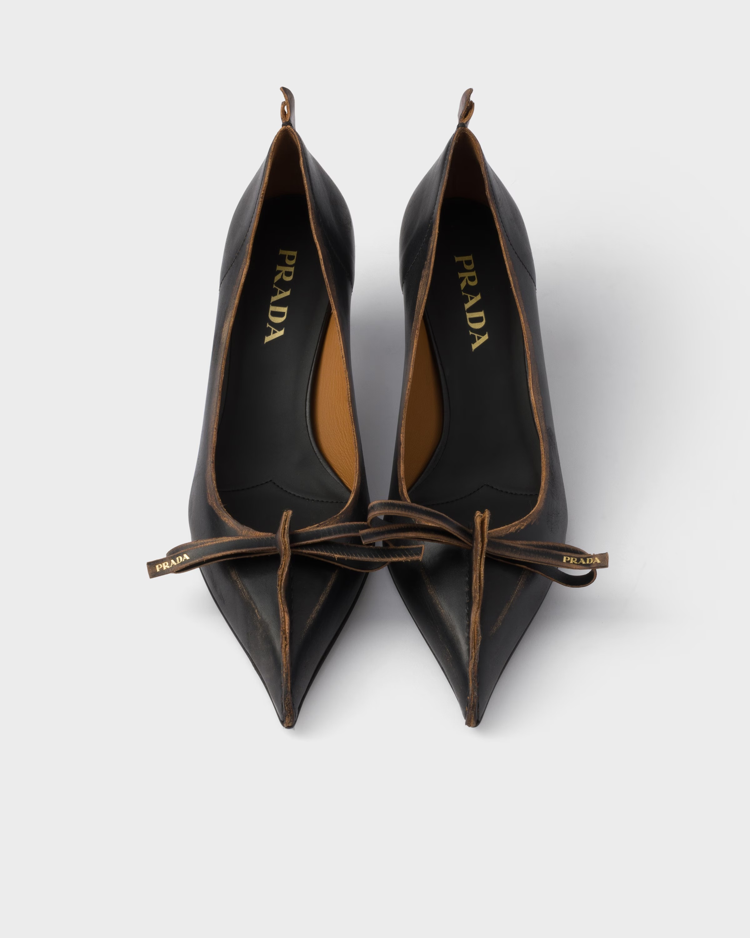 Prada, Antiqued leather pumps