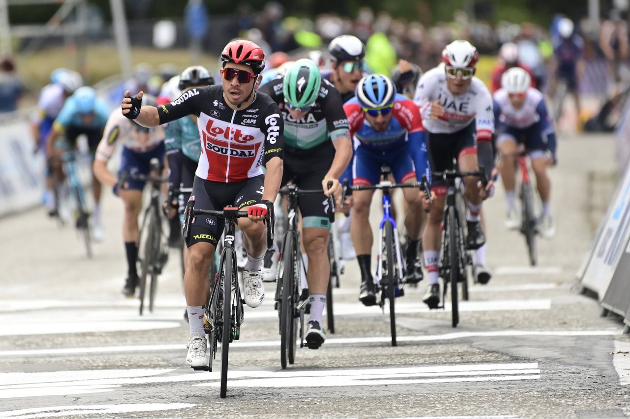 Scheldeprijs 2020 108th Edition Schoten Schoten 1733 km 14102020 Caleb Ewan AUS Lotto Soudal Pascal Ackermann GER Bora Hansgrohe photo Peter De VoechtPNBettiniPhoto2020