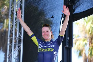 Annemiek van Vleuten (Orica-Scott) on the podium