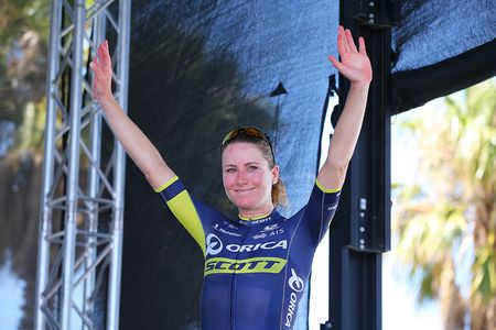 Annemiek van Vleuten (Orica-Scott) on the podium
