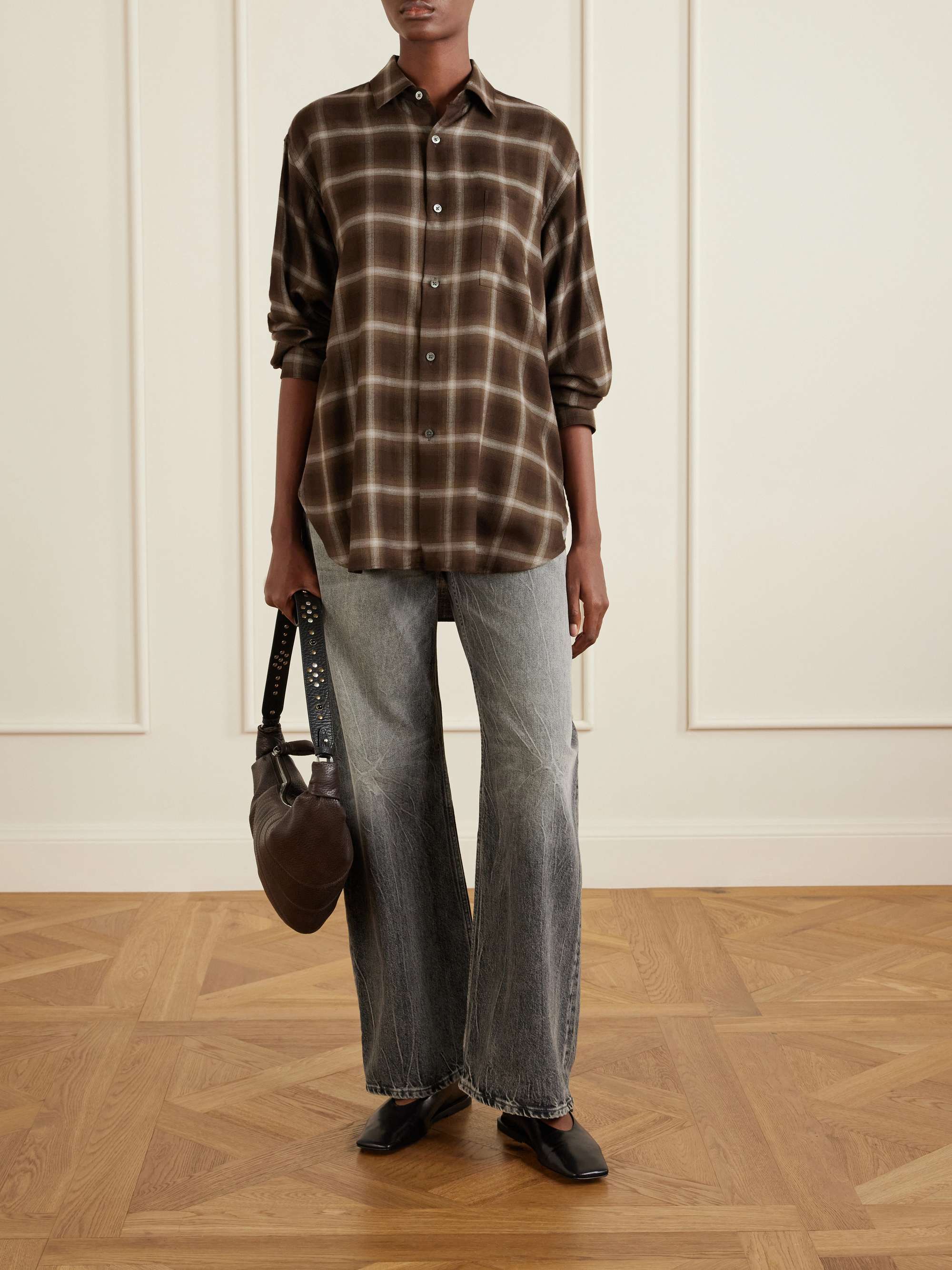 Checked Lyocell-Blend Gauze Shirt