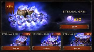Diablo Immortal microtransaction screen with orb currency