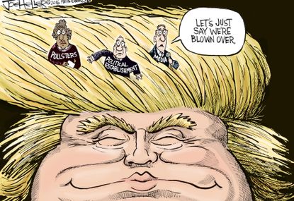 Political cartoon U.S. Donald Trump 2016 election media