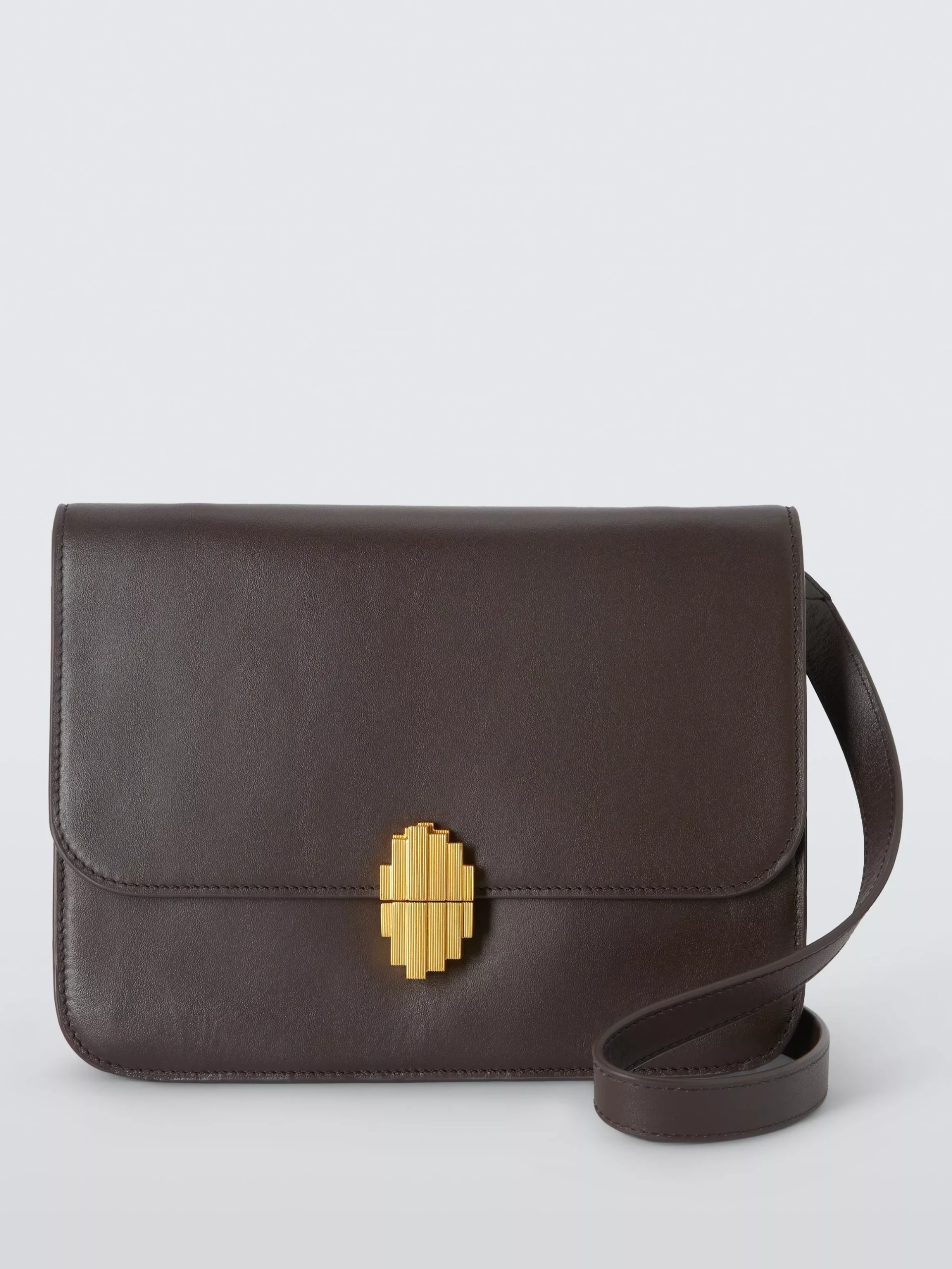 John Lewis Milan Lock Crossbody Bag, Choc