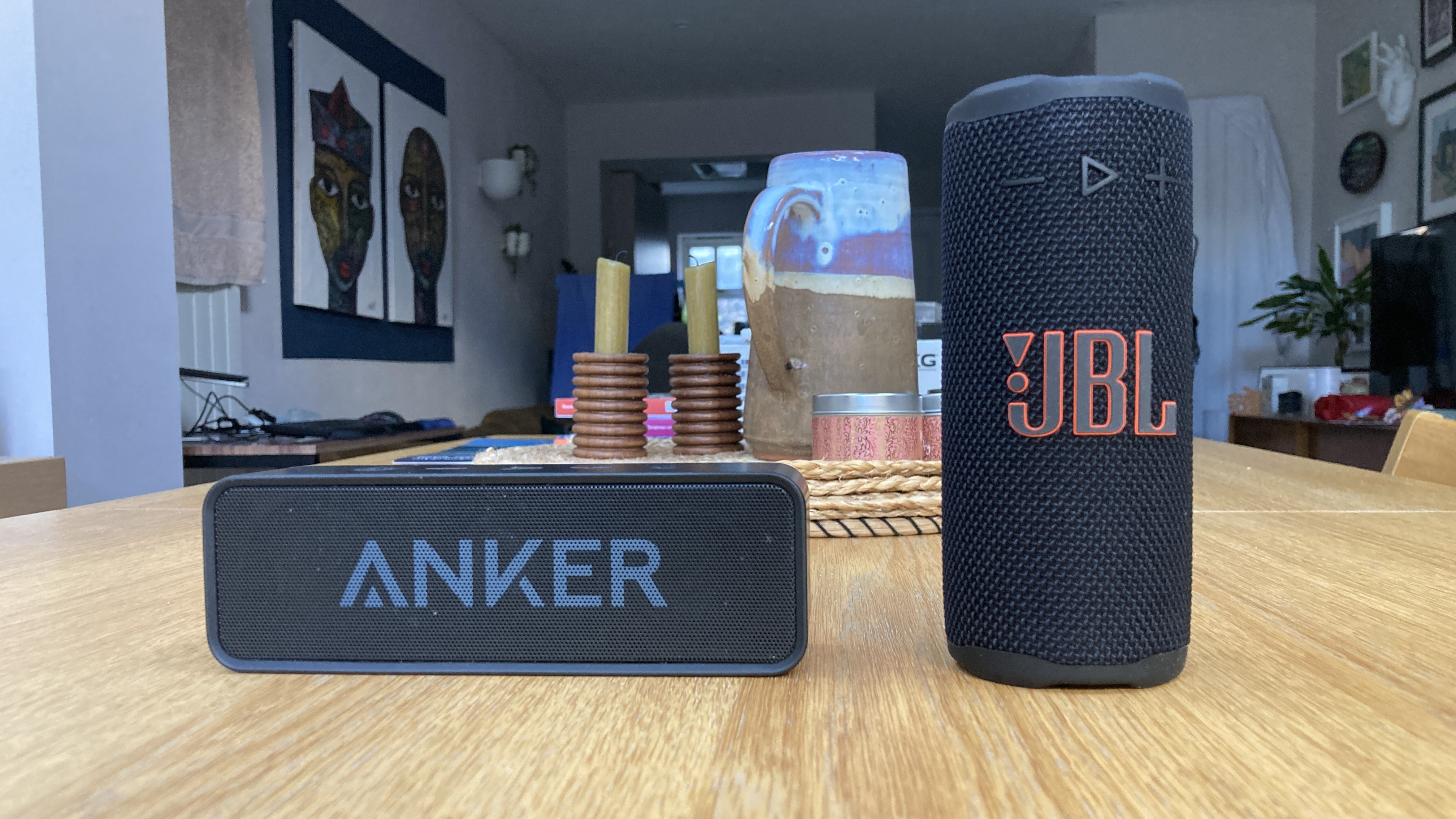 Side by side of the Anker Soundcore and JBL Grip