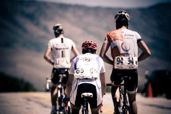 Riders zip up for the steep decent.