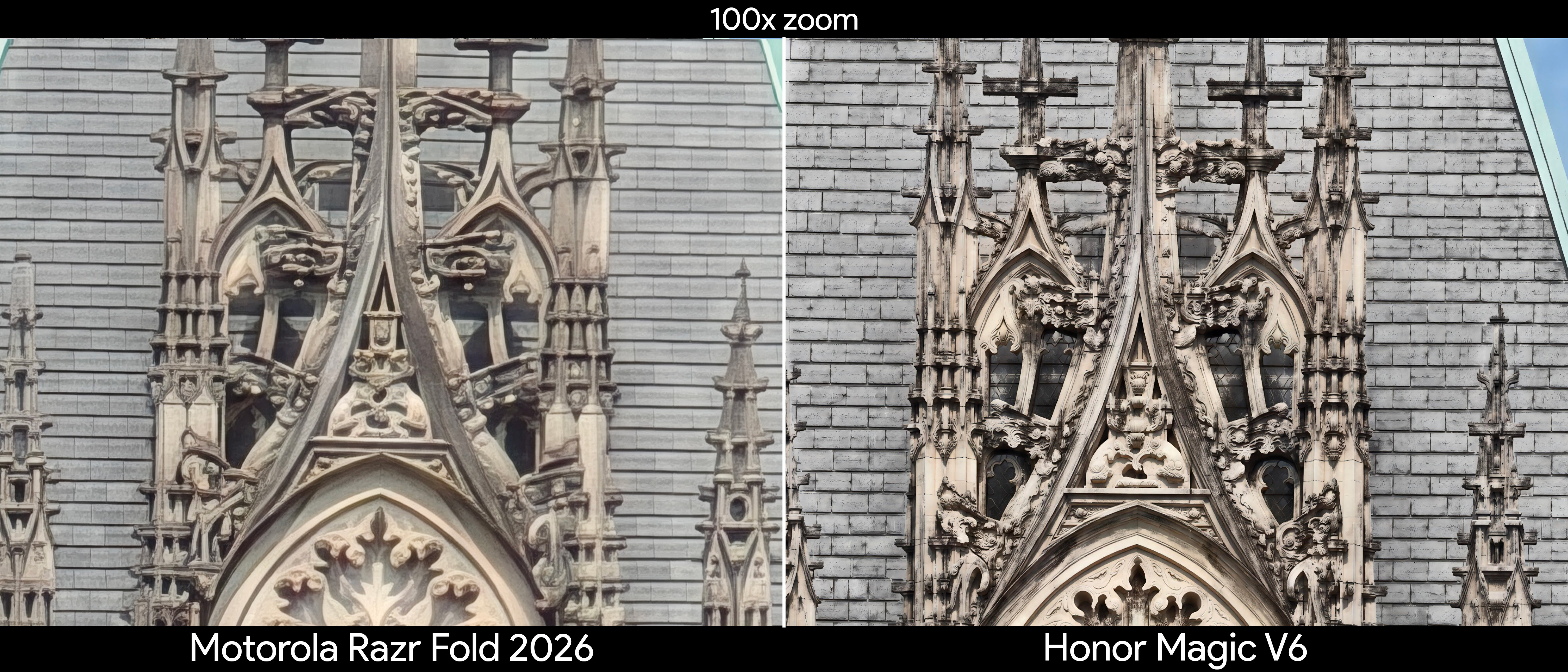 Comparing telephoto camera quality between the Motorola Razr Fold 2026 and Honor Magic V6