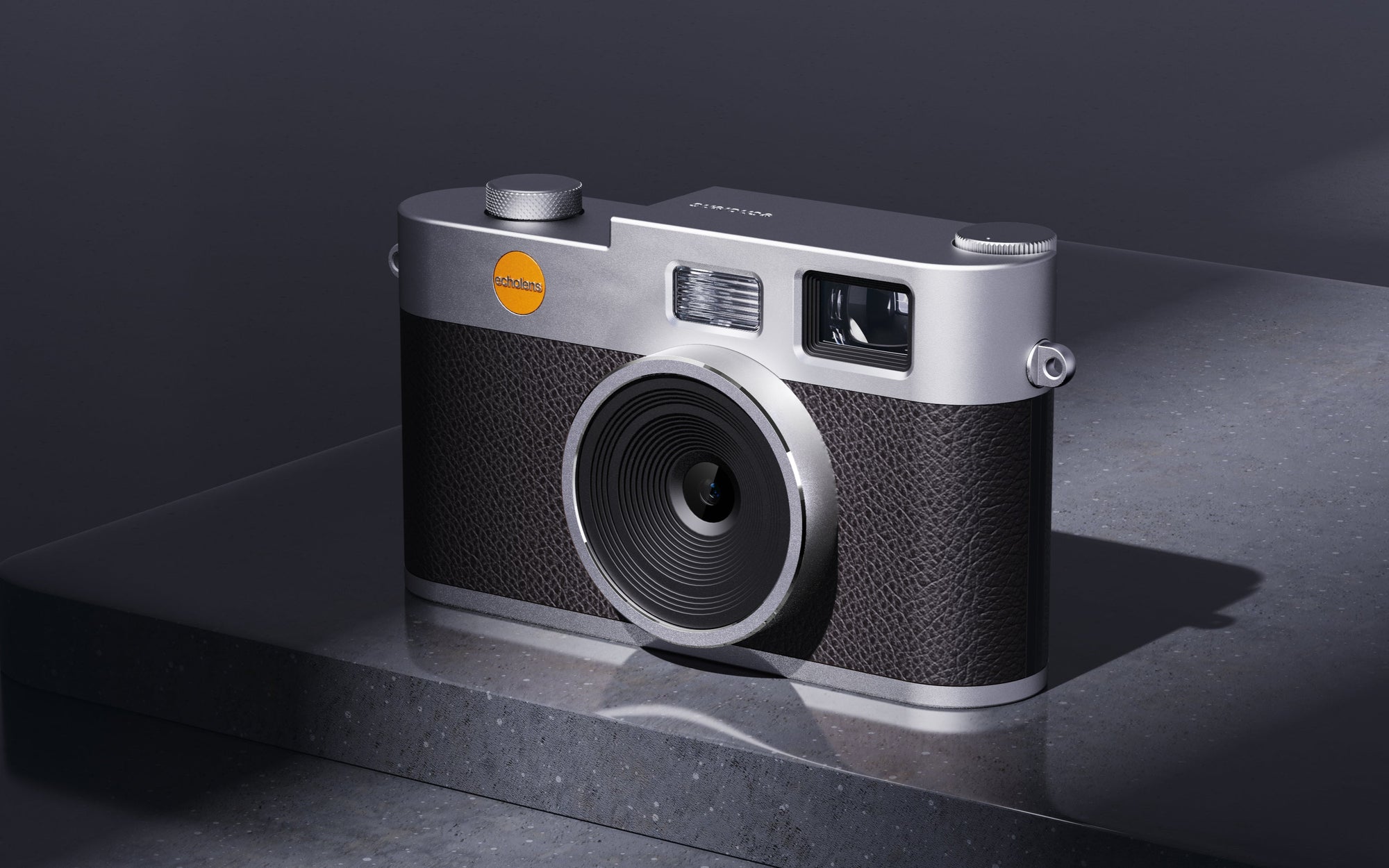 Echolens digital camera on black background