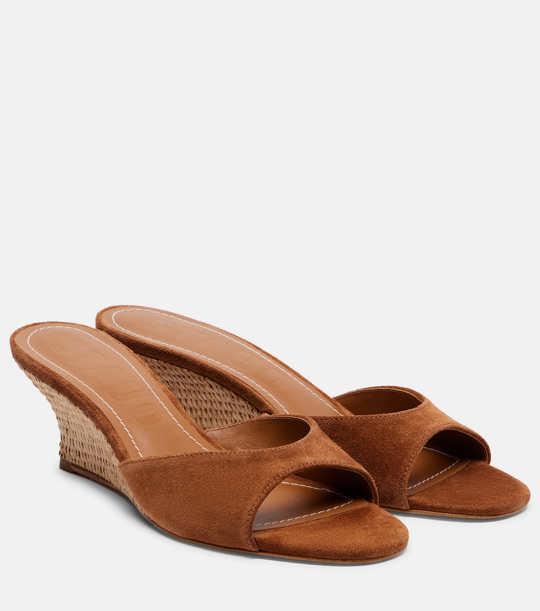 Brigitte 60 Suede Wedges in Brown - Staud