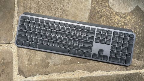 The Logitech MX Keys S keyboard seen from above.