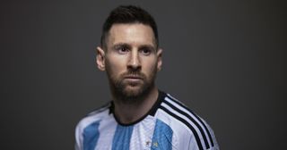 Lionel Messi of Argentina poses during the official FIFA World Cup Qatar 2022 portrait session at on November 19, 2022 in Doha, Qatar.