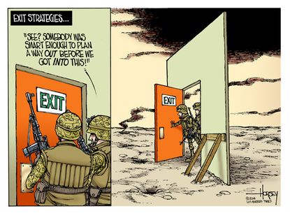 Editorial cartoon Iraq exit strategy world