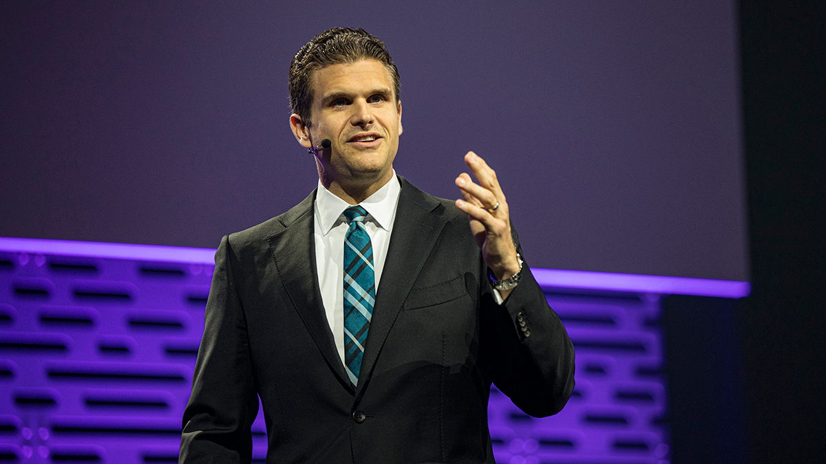 NAMM President and CEO John Mlynczak speaks on stage during The NAMM Show 2024 at Anaheim Convention Center on January 25, 2024 in Anaheim, California