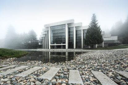 Museum of Anthropology at UBC, Vancouver, Canada exterior on a misty day