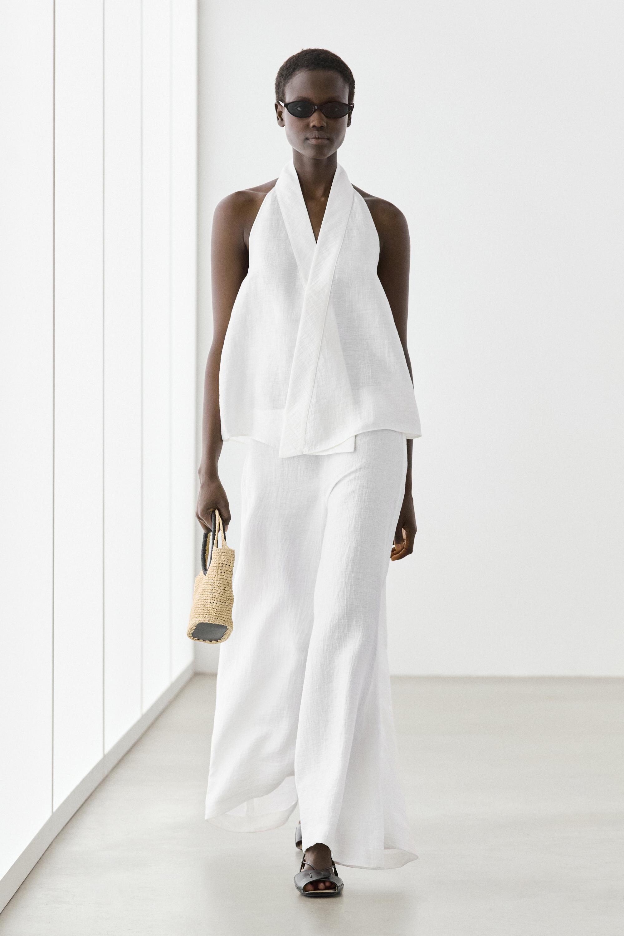 Massimo Dutti, Linen Blend Crossover Halter Top