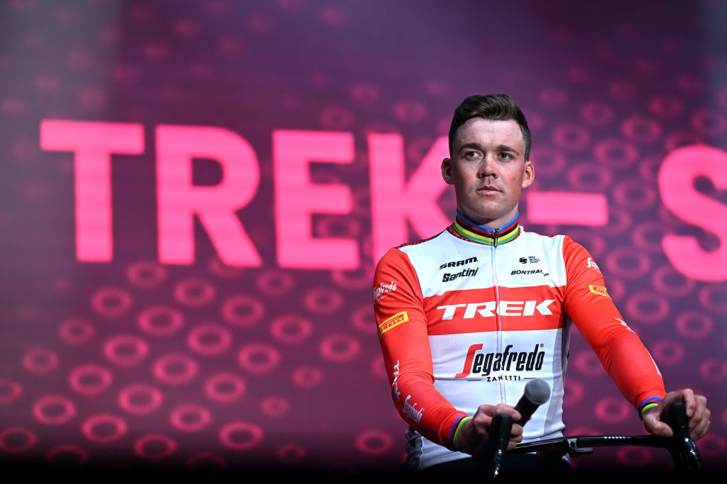 Mads Pedersen at the Giro d'italia team presentation