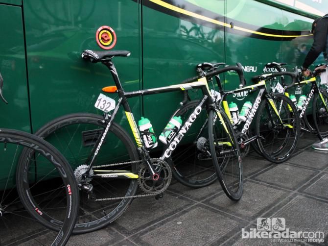 Other Europcar riders such as Antoine Duchesne (132) and Tony Hurel (135) used Colnago's C59 and M10 frames, respectively