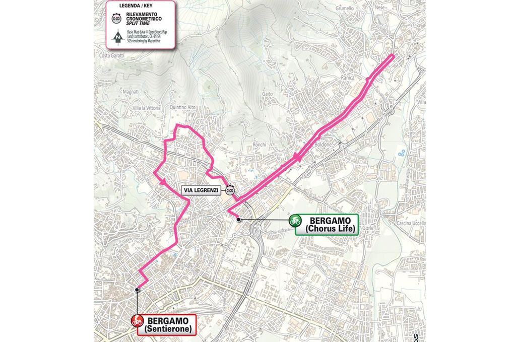Stage 1 map for 2025 Giro d'Italia Women
